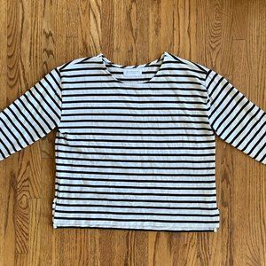 EVERLANE 100% Cotton Black & White Striped Long Sleeve Shirt Top Women’s Size 8